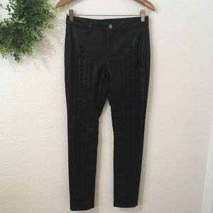 Blank NYC Black Lace Up Faux Leather Skinny Pants 26